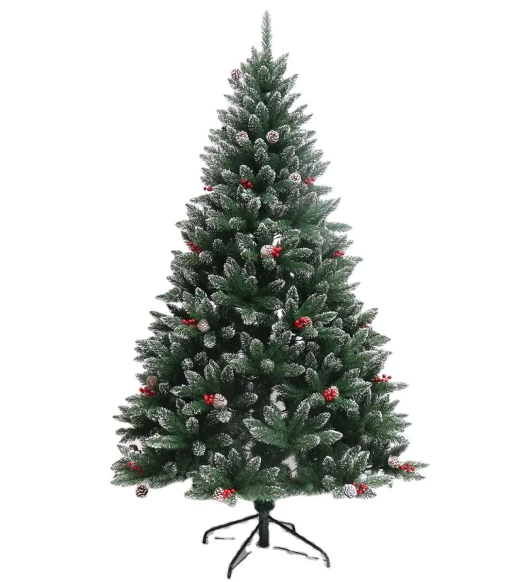 

2023 New 180CM Green PVC Christmas Tree Hinged Construction Easy To Assembly Christmas Decoration