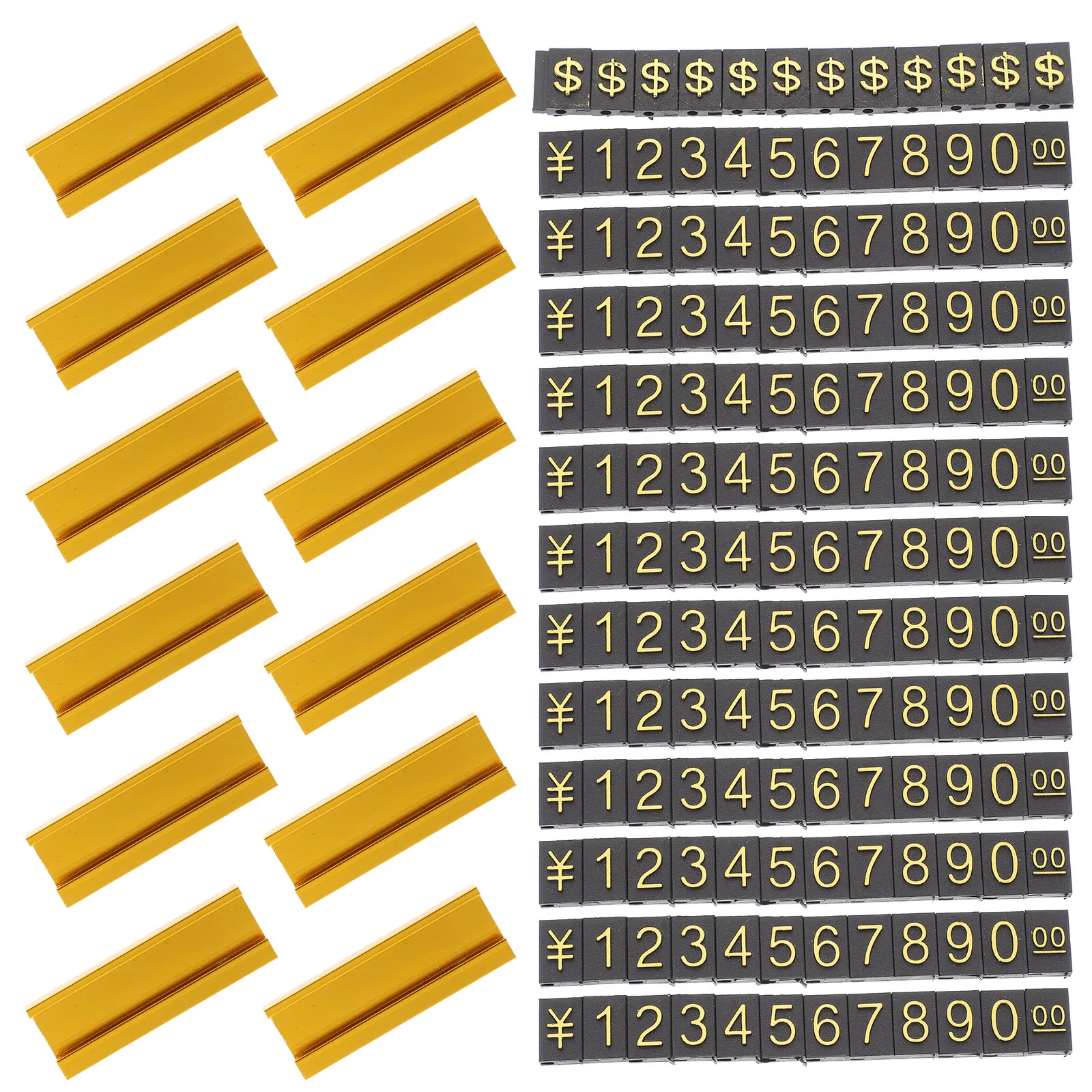 

Price Tag Display Rack Adjustable Retail Price Holder Supermarket Store Golden Base Vegetable Number Tags Hardware Bracket