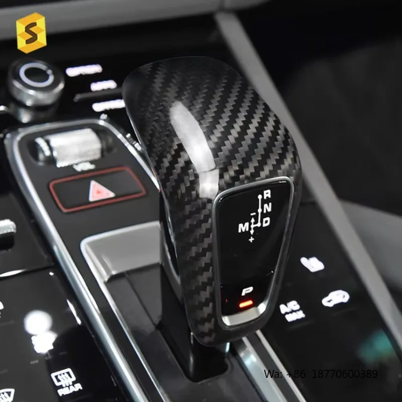 ES Automatic Shift Knob Carbon Fiber Cover for Porsche Cayenne 2018 for Now Interior Accessories Car Decoration