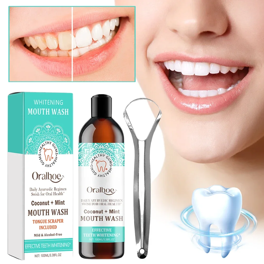 Enjuague bucal concentrado de menta de coco con vitamina E, enjuague bucal antiséptico para higiene Dental diaria Natural