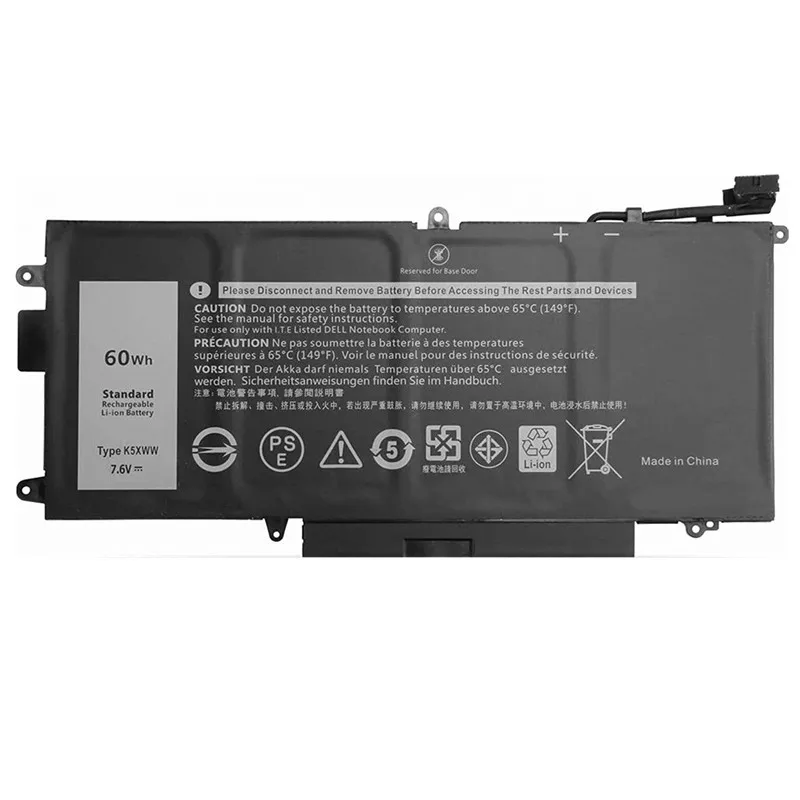بطارية كمبيوتر محمول جديدة من 6 خلايا K5XWW 7.6 فولت 60Wh 7500 مللي أمبير في الساعة لأجهزة الكمبيوتر المحمول DELL Latitude 5289 7389 7390 2-in-1 Series 71TG4 725KY N18GG