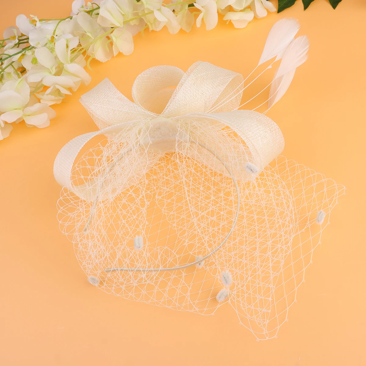 

Retro Bridal Headdress Vintage Mesh Hairband Beige Fashion Hair Band Headwear Women Hair Accessory Bow Hairstyle Tool
