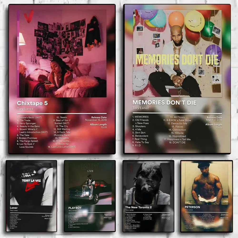 T-Tory Lanez Rapper Music Poster Home Living Bed Room Bar Hallway Sticky Wall Printing Waterproof Aesthetic Decor