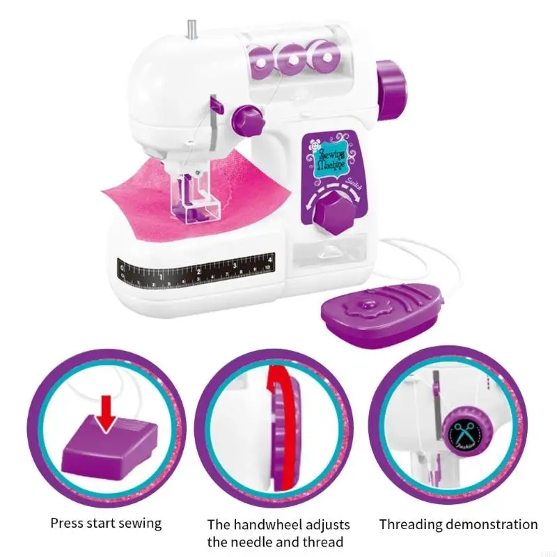 Y88D Draagbare elektrische naaimachine speelgoed voor meisjes jongens Fantasiespel Vaardigheidsontwikkeling Plastic Craft