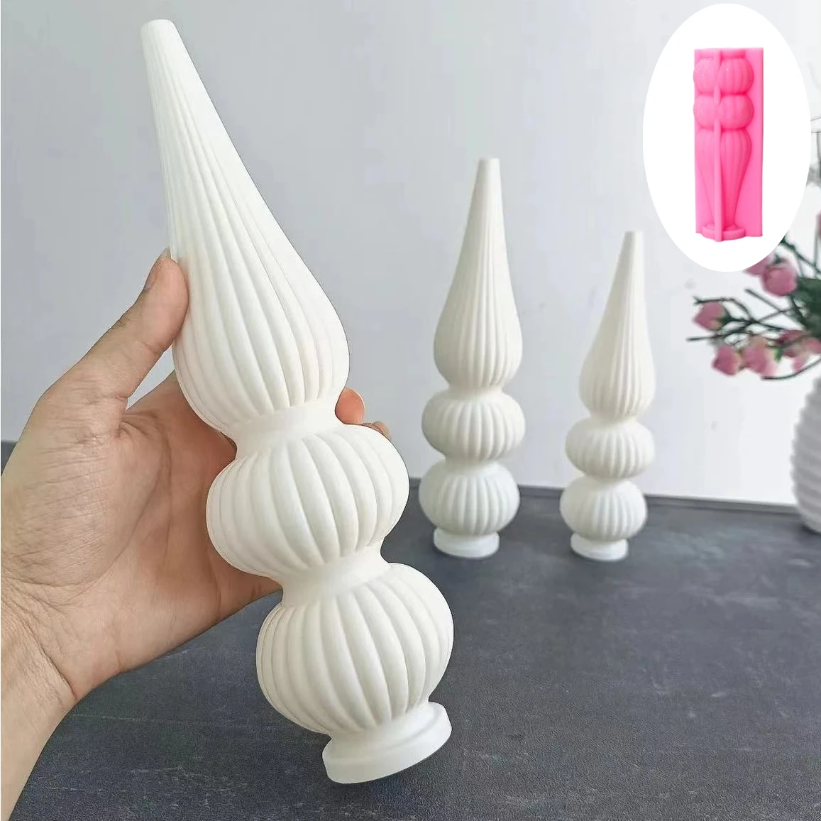 DIY 3 layer Christmas tree candle silicone mold vase shape striped cylindrical candle mould gypsum molds Christmas gift
