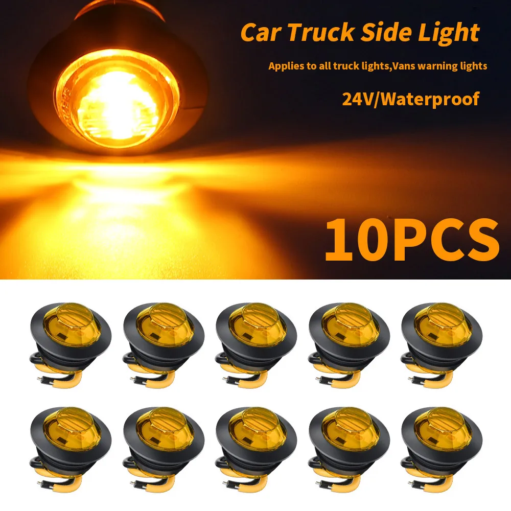 

12V/24V 3/4 Inch Round Trailer Side Marker Indicator Lights Truck LED Clearance Lights Yellow White Red Truck Turn Signal Lamp