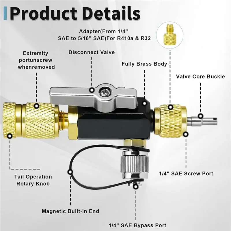 B15C HVAC Valve Core Removal Tool Kit - Dual Valve Design For R22