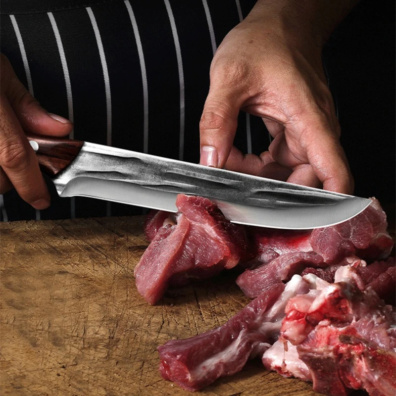 

Hand-Forged Stainless Steel Boning Knife Sharp Professional Butcher's Knife for Kitchen Meat Cutting Trimming Slaughtering