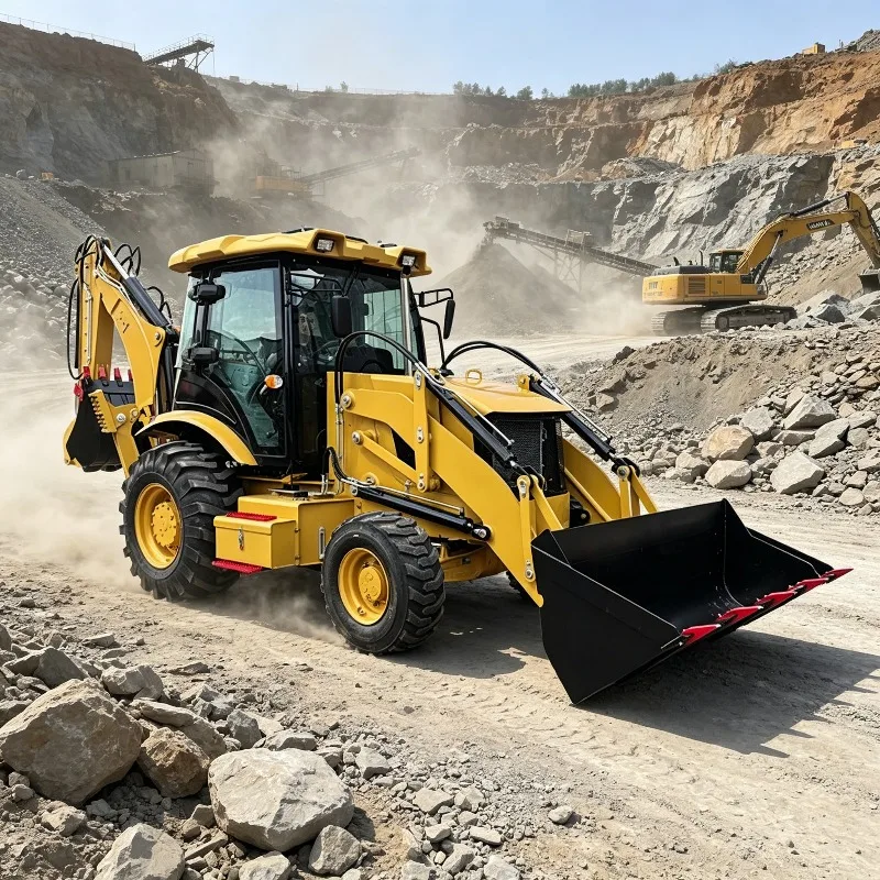Heavy Duty Multi-functional Backhoe Loader Full Hydraulic Four Wheel Drive for Construction Municipal Landscaping Customized