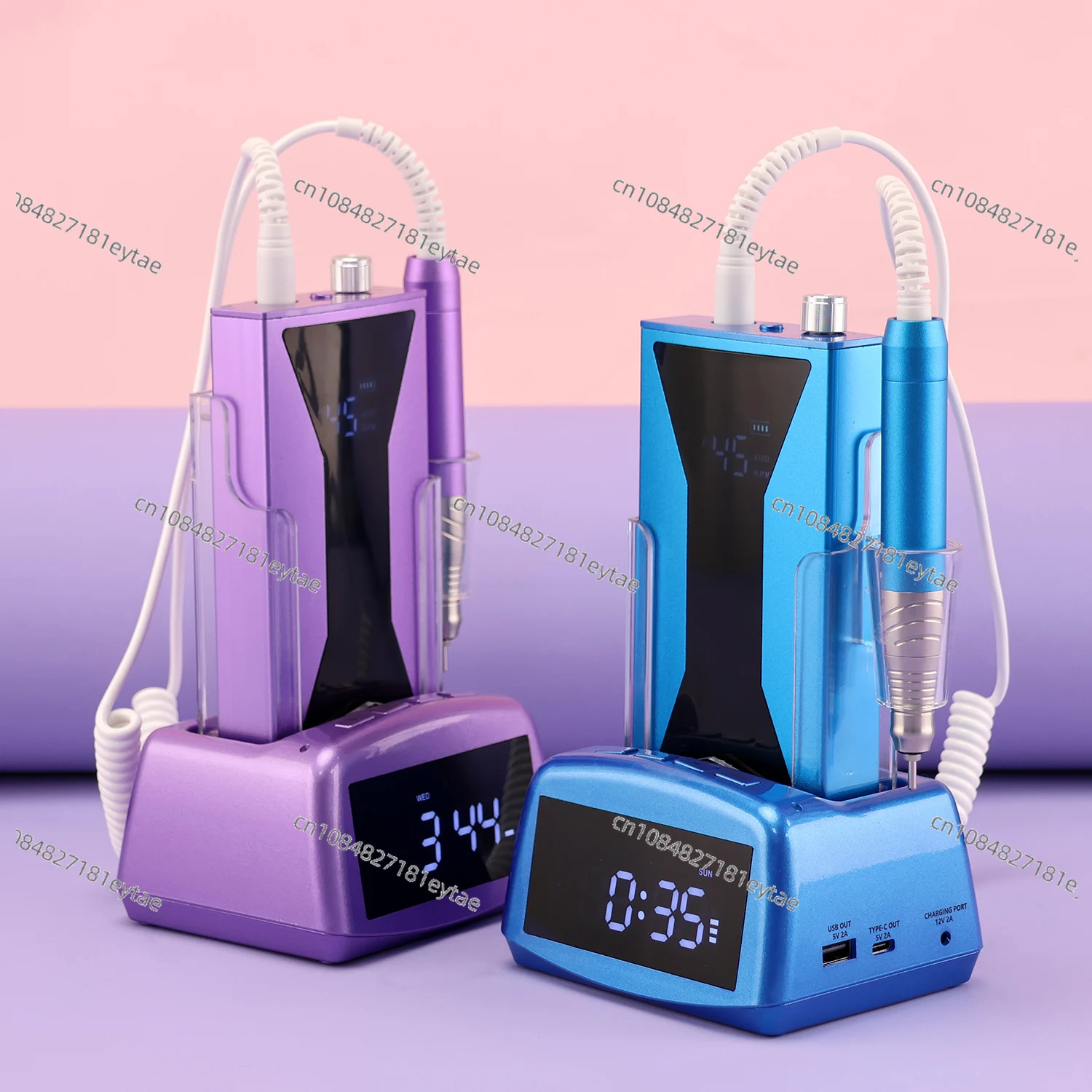 Nail Supply Portable Nail Drill Machine High Quality 85w Brushless E-file 85w for Professional Salon Private Label Clock Dock