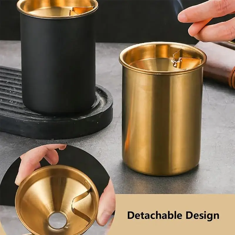 Household Stainless Steel Ashtray Funnel with Lid Anti Spill Design Resists Wind For Balcony