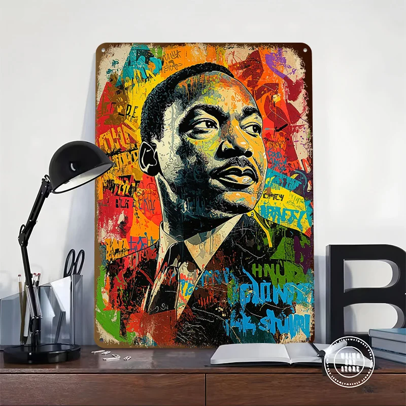 Martin Luther King Jr. Graffiti Art Metal Poster Perfect Gift for Fans Lovers Personalized Wall Art Metal Sign for Decor Room