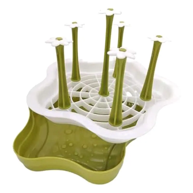 ABUN Countertop Cup Drain Rack Kitchen Bottle Drying Tray Plastic Hanging Cup Rack Organizer Durable Green