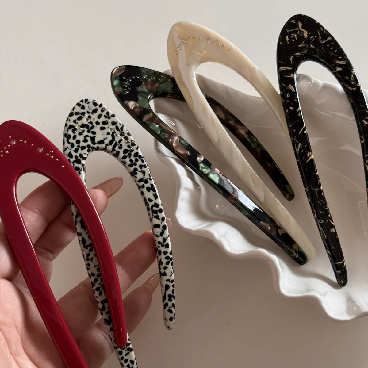 French Retro 14.5cm Thickened Acetic Acid Modern Simple U-shaped Hairpin Premium Hair Accessories For Woman Girls