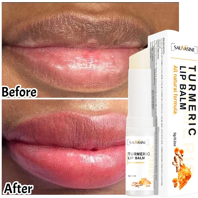 Turmeric Lip Balm Remove Dark Whitening Moisturizing Cream Stick Exfoliating Dead Skin Lightening Melanin Pigment Oil Lip Care