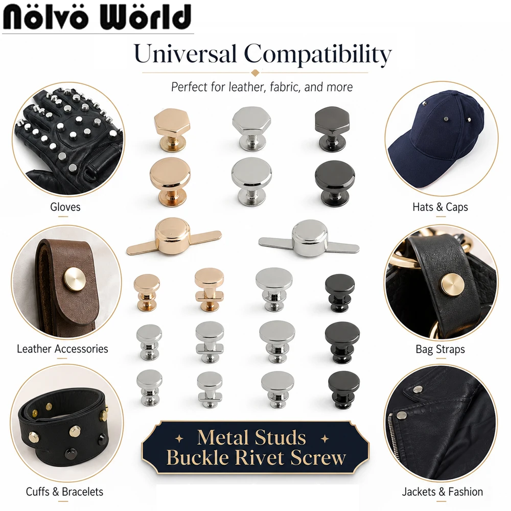 10/50/100PCS 7-10-11-15mm Metal Two Leg Feet Pierced Rivet For Bag Belt Wallet Fasteners Round Screw Back Rivets Accessories