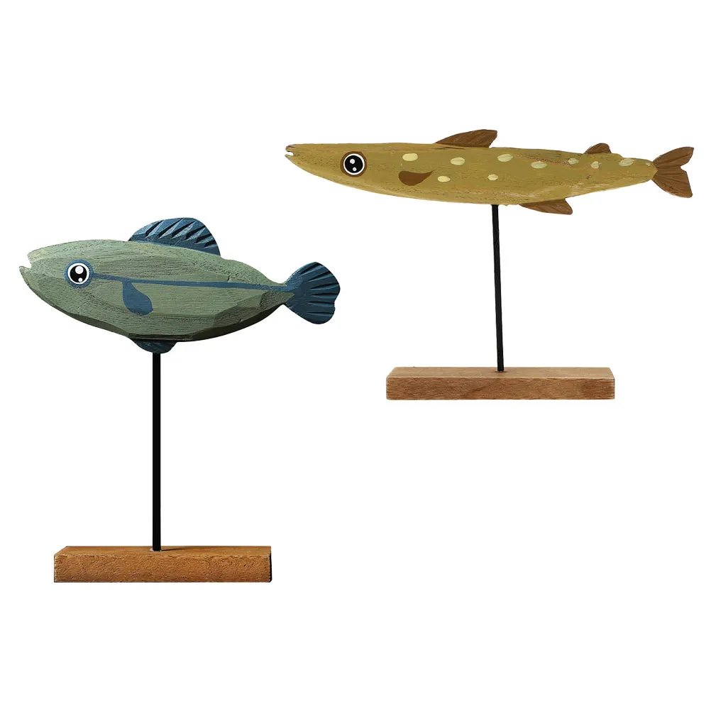 

2pcs Fish Ornament Tabletop Fish Ornament Cartoon Home Decor Living Room Office Bedroom Balcony Figurine Sculpture