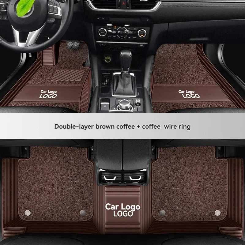 7D Custom Double Layer Leather Car Floor Mats 100% For Toyota C-hr Rav4 Corolla Toyota Land Cruiser Wish Yaris Auto Accessories