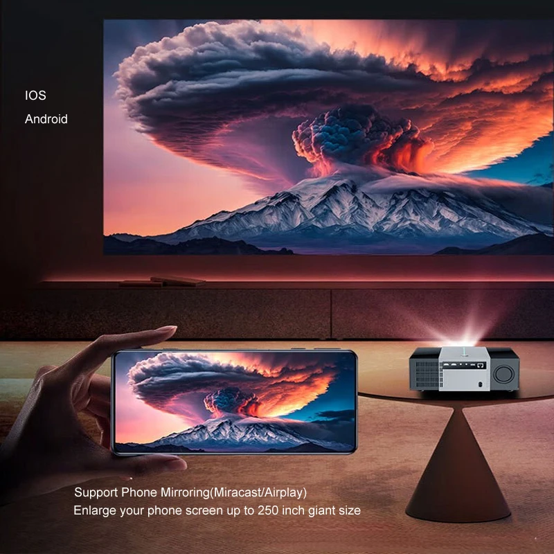 July008 Projector Factory OEM Full HD 1080P Projector Android 9.0 WiFi6 1G 32G Projetor 4k Video 3D Smart Home Theater Beamer