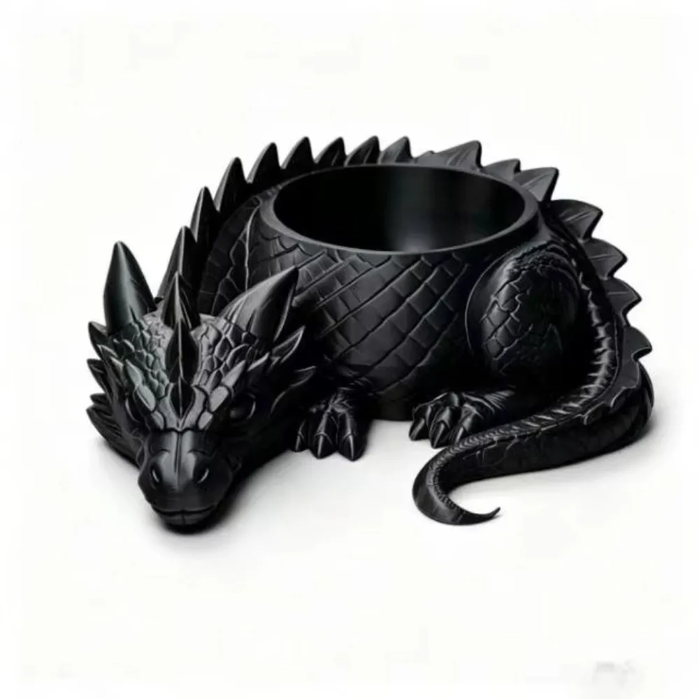 3D Printed Sleeping Dragon Planter Resin Mini Planter Pot Office Desk Decor Handcrafted Texture Dragon Ornament Planter