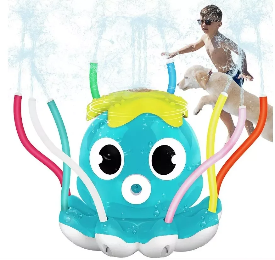 Outdoor Water Spray Sprinkler for Kids and Toddlers Summer Outside Toys Backyard Games with 8 Wiggle Tubes for Boys Girls