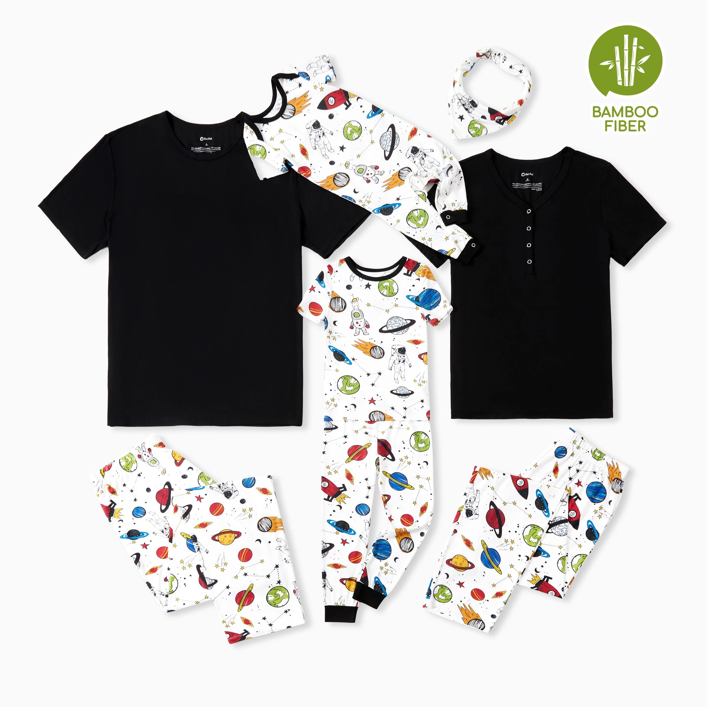 

Bamboo Family Pajamas Space Theme Print Short-sleeve Matching Pajama set ( Snug-Fitting for Children )