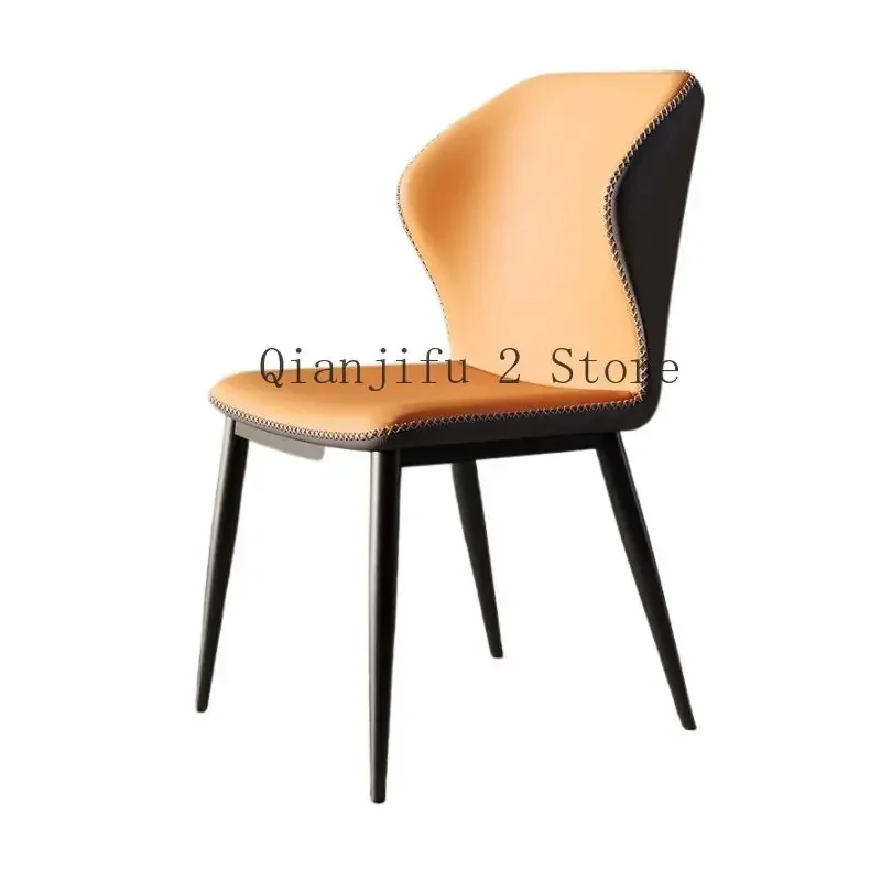 Metal Nordic Dining Chair Modern Office Orange Living Room Chairs Indoor Kitchen Sillas Para Comedor Home Furniture  A2