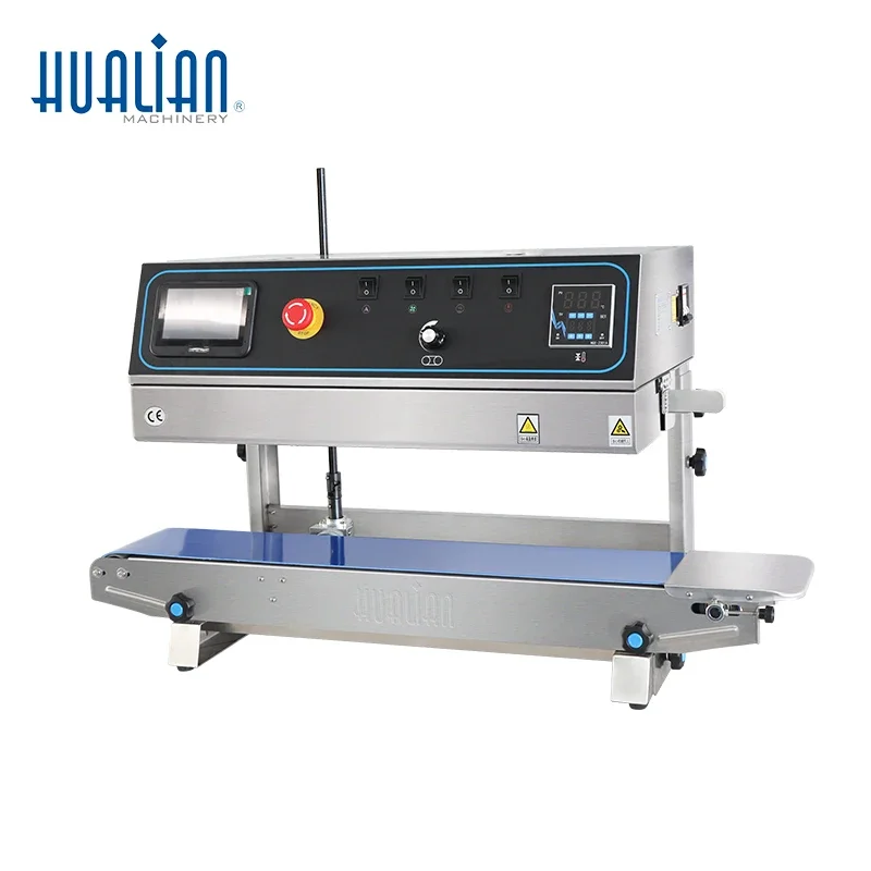 FRP-810II Hualian Automatischer vertikaler kontinuierlicher Tintenstrahldrucker Code Food Plastic Bag Heat Band Sealer Sealing Machine