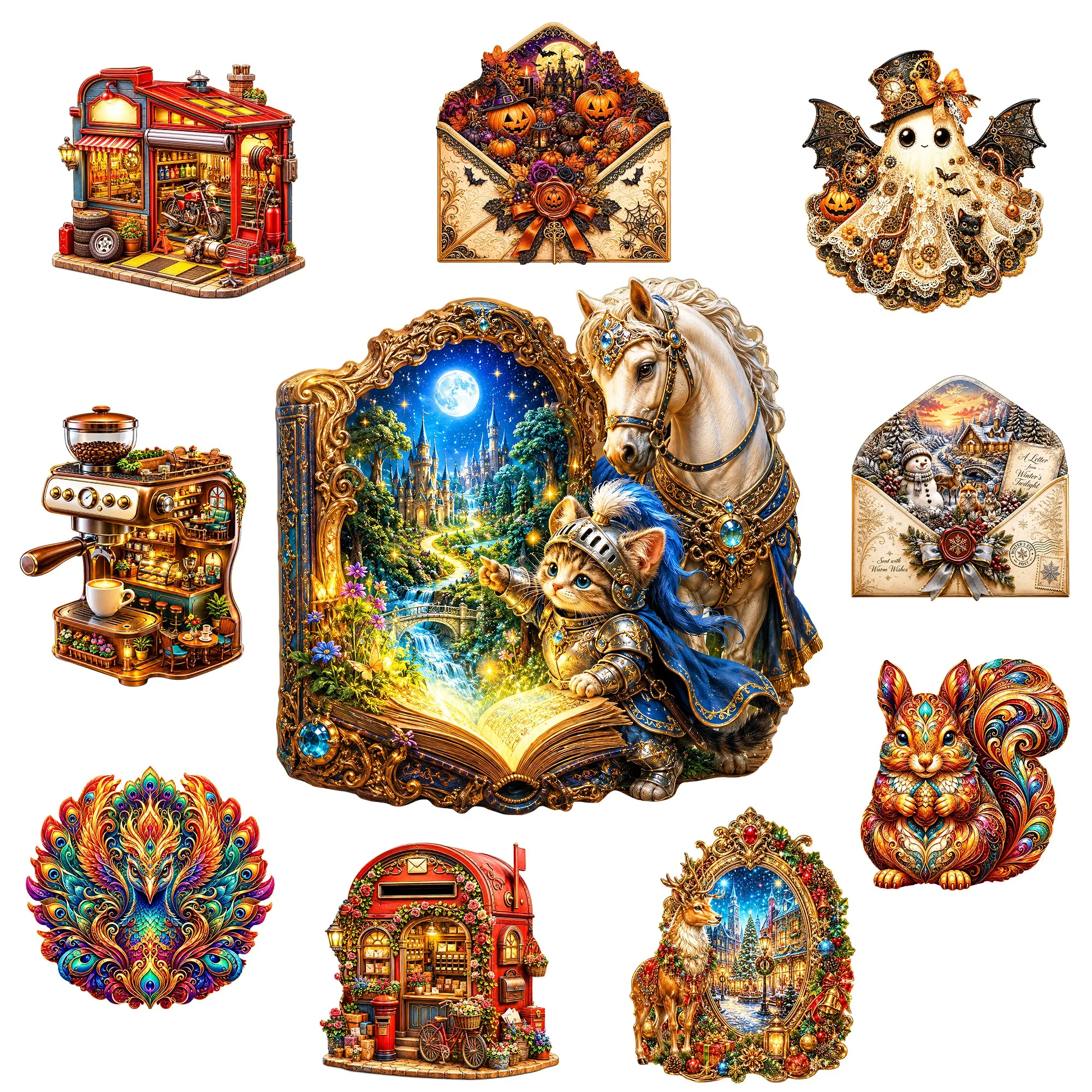 Forest Fairy Tale and Magical Animals Wooden Animal Jigsaw Puzzle Table Game Toy Brain Teaser Special Occasion Collectible Gift