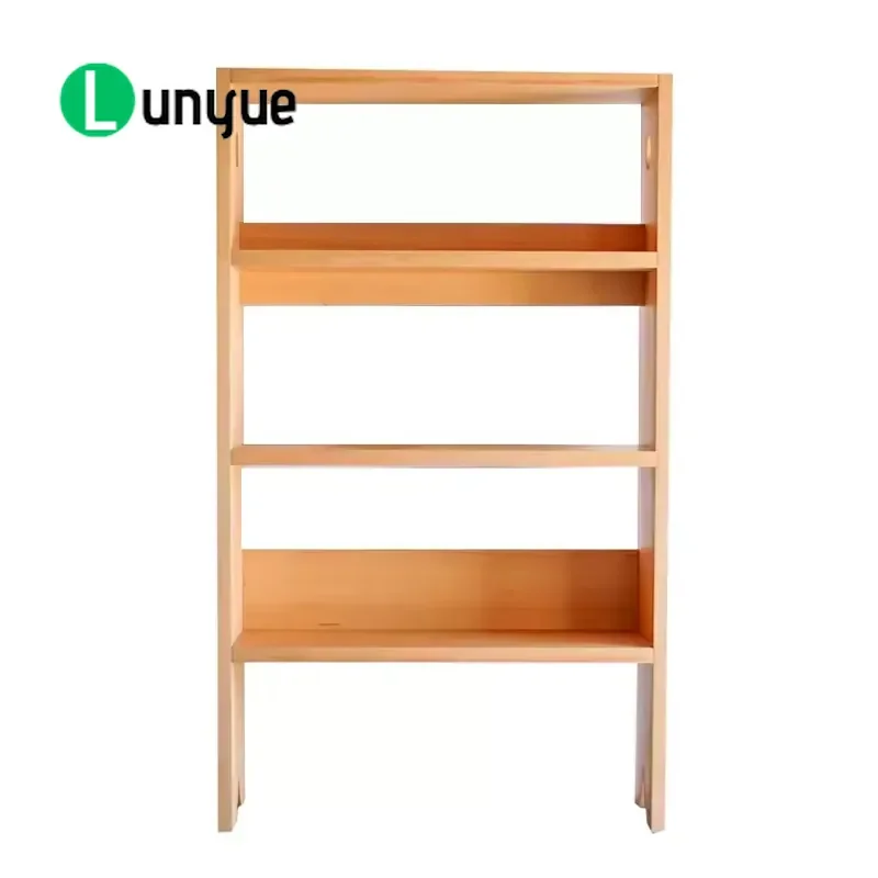 Solid Wood Bookshelf Multi-layer Storage Rack for Study Living Room Sturdy Bookcase Home Office Organizer Space Saving