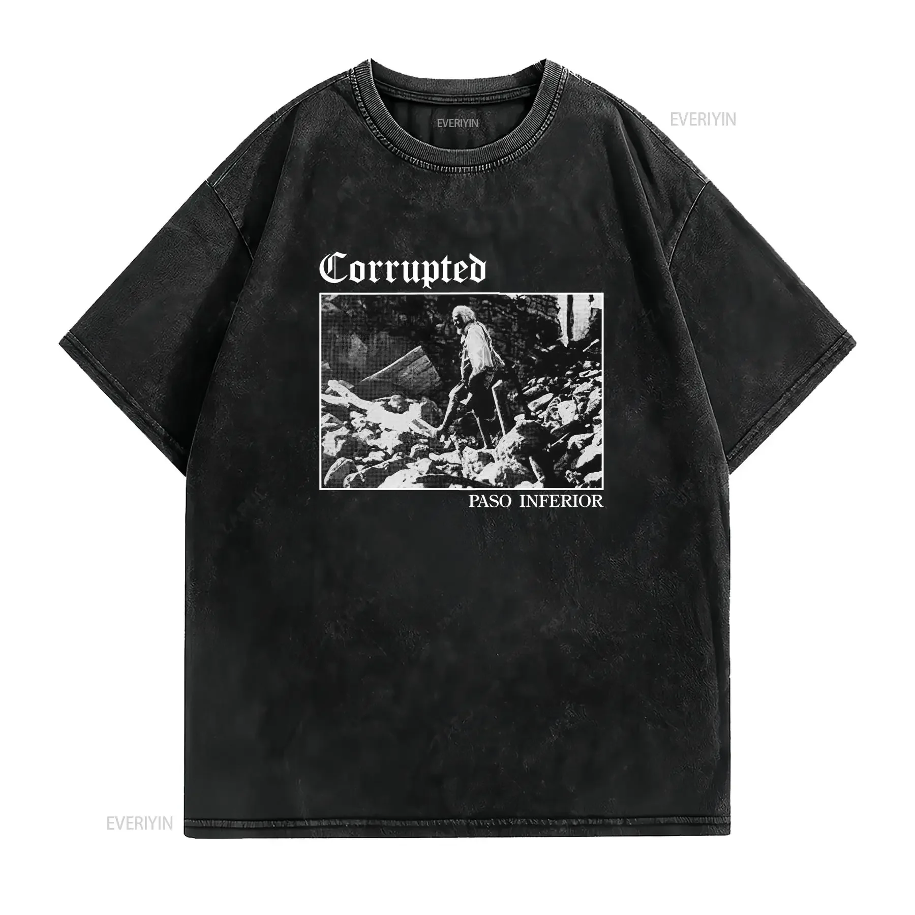 Corrupted Paso Inferior T Shirt cute clothing cotton vintage Washed homme streetwear graphic Top For Everyday Wear Versatile