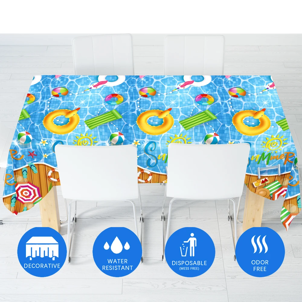 Disposable plastic tablecloth, waterproof table cover, beach, summer, birthday, pool, Hawaii, Hawaii, 1pc