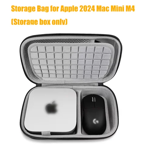 Imagen 1 del producto Bolsa de almacenamiento de transporte dura para Apple 2024 Mac Mini M4 funda de viaje portátil interior suave impermeable cremallera caja a prueba de golpes