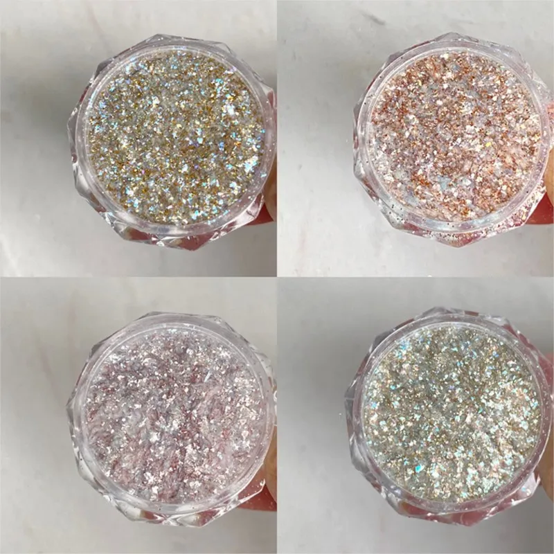 6 Colors/Set Iridescent Nail Powder Chameleon Paillette Chrome Nail Powder Nail Art Glitter Sequins Crystal Opal Flake 6 Jars