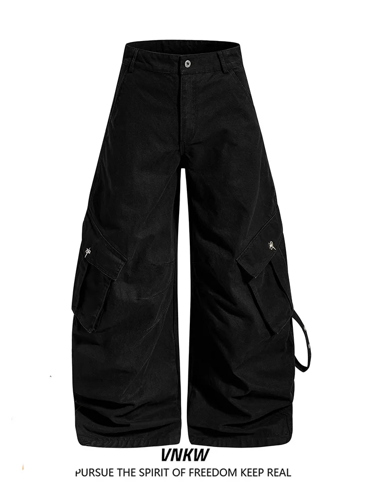 

American Retro Deconstructed arp Multi-ket Workwear Knife Pants Loose Wide Leg Casual Versatile Scythe Long Trousers