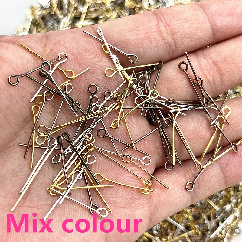 16 18 20 22 24 26 28 30 32mm Eye Head Pins Classic 6 Colors Plated Eye Pins for Jewelry Findings Making DIY Earring Accessories