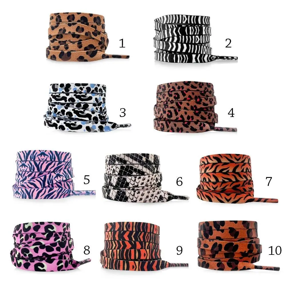 1Pair Animal Pattern Shoelaces Flat For AF1/AJ Sneakers Shoelaces Tiger/Snake/Leopard Print Shoelace Shoes Strings 120CM