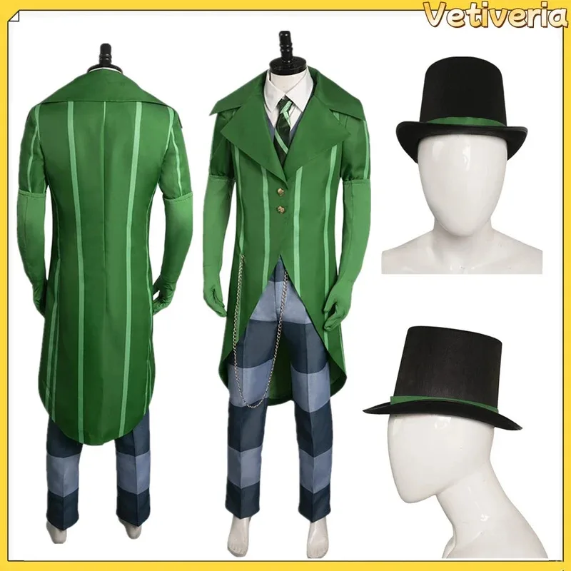 

XT8Oncelerr Costume Green Suit Fantasy Movie Bad Businessman Disguise Cosplay Roleplay Outfits Halloween For Adult XT6@!