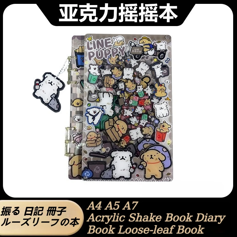 

Wandering Puppy A4A5A7 Acrylic Japanese Shaking Diary Handbook Loose-leaf Book Cartoon Anime Student Toys Stationery Girls Gifts