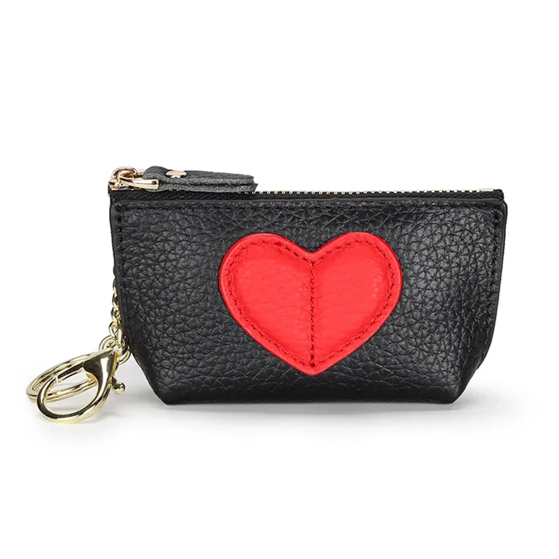 Zipper Genuine Leather Sweet Heart Shape Coin Purse For Women New Arrivals Female Key Wallet 2025 Korean Version Mini Purse