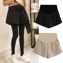 Autumn Winter Woolen Shorts for Maternity Wide Leg Loose Bootcuts For Pregnant Women Pregnancy Youth Elastic Waist