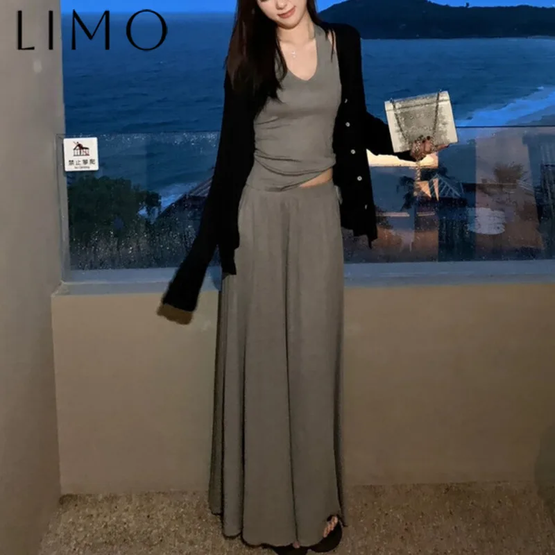

LIMO 2025 Women's 3 Piece Set Flowy A-Line Skirt + Backless Halter Top + Cover-Up | Boho Chic Summer Outfit Casual Elegant