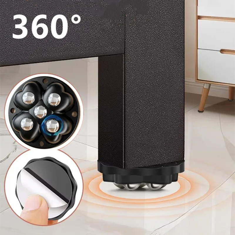 4 Stück Neu 360 ° Drehbare Möbelrollen, selbstklebende 5-Kugel-Aufbewahrungsbox, Rollenstummschaltung, Universalrad