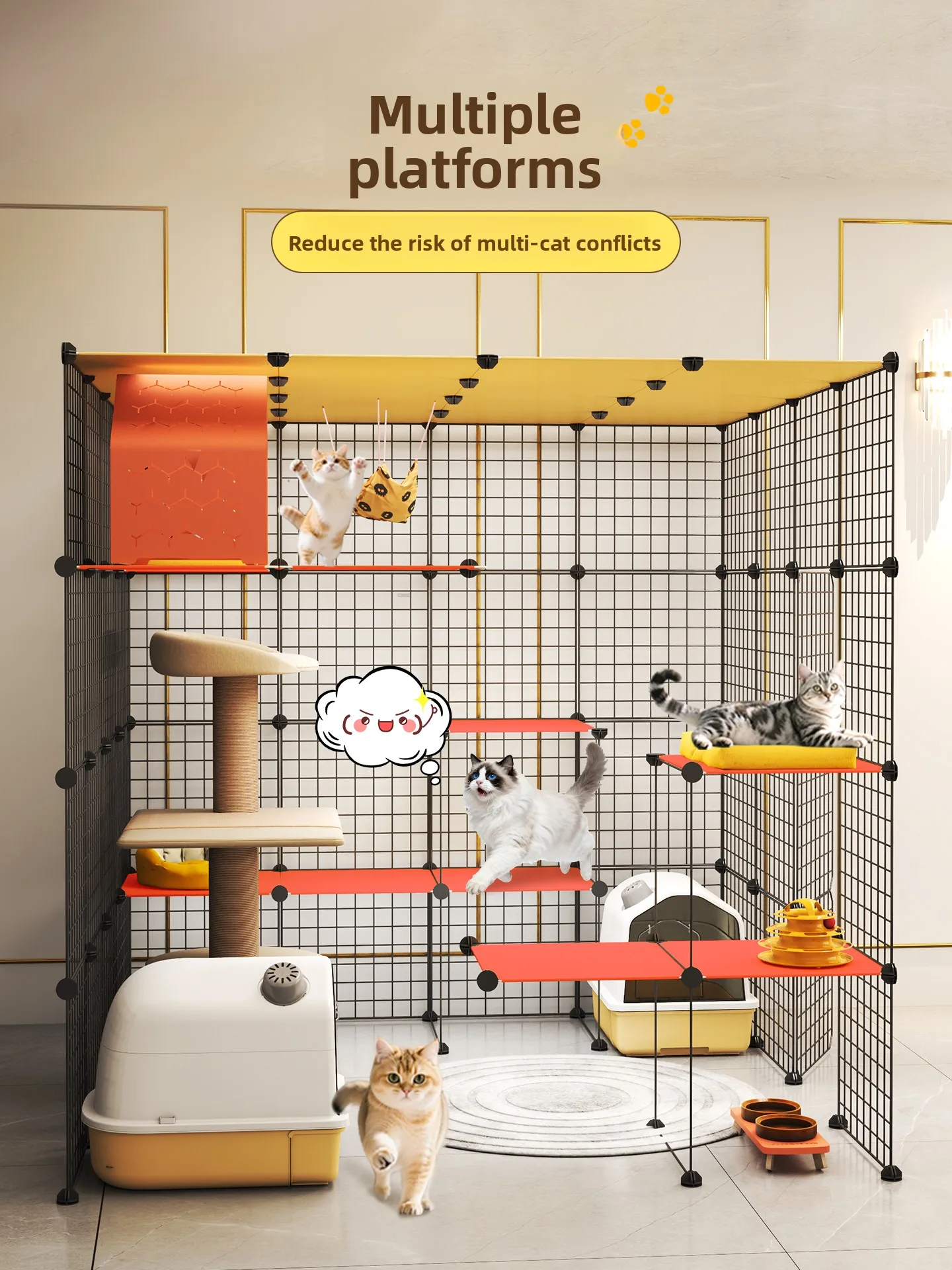 

cage Large free space Household indoor cat nest Cat villa Large cat house house One room