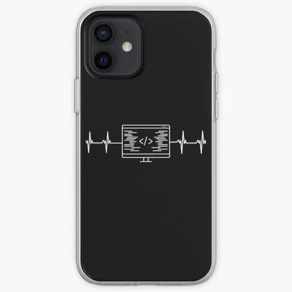 Simple Coding Computer Heartbeat Line Ip  Phone Case Customizable for iPhone X XS XR Max 11 12 13 14 Pro Max Mini 6 6S 7 8 Plus