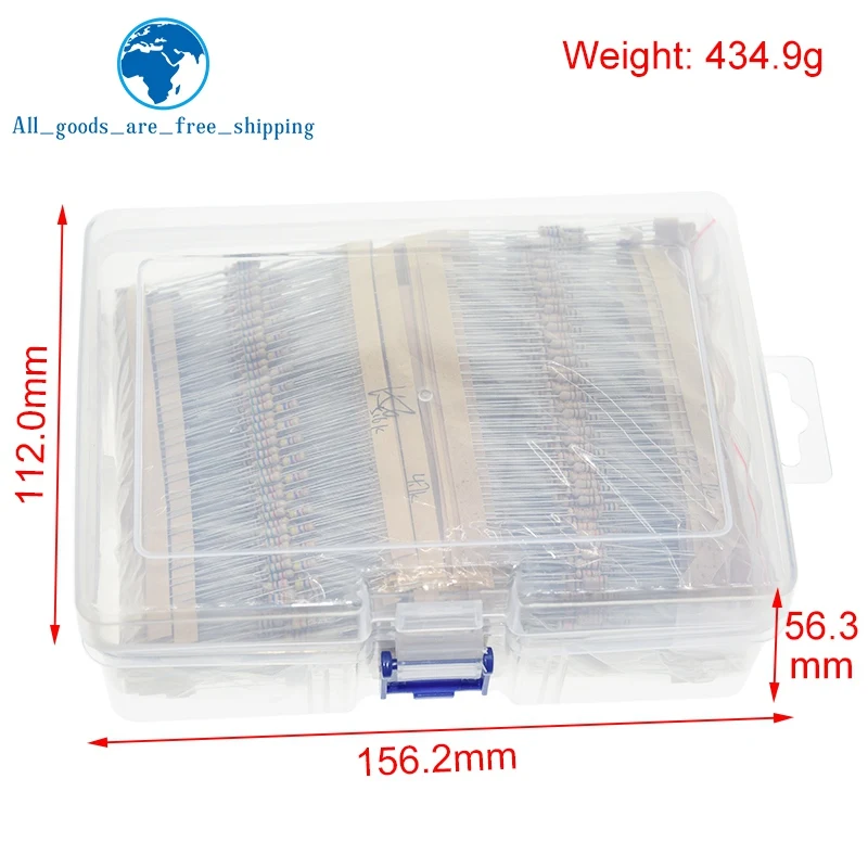 TZT 3120pcs 1/4W 5% Carbon Film Resistors Assortment Kit 156 Values 1 -10M Ohm Electronic Components