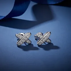 Pendientes de botón de diamante de moissanita Real para mujer, aretes brillantes de plata 925, diamante simulado, Nube de seguimiento, boda