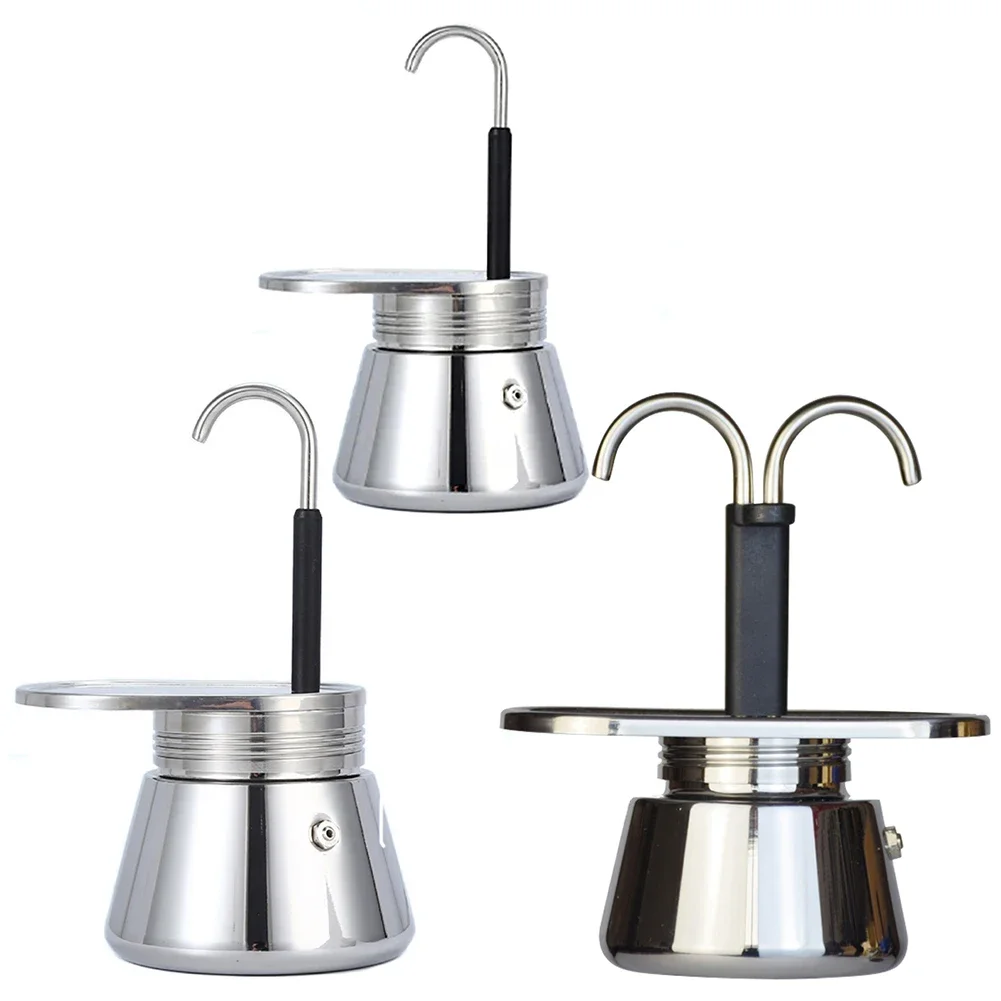 50ml/100ml/200ml Moka Pot Stainless Steel Italian Coffee Maker Single/Double Tube Espresso MIni Hand Pour Coffee Kitchen Tools