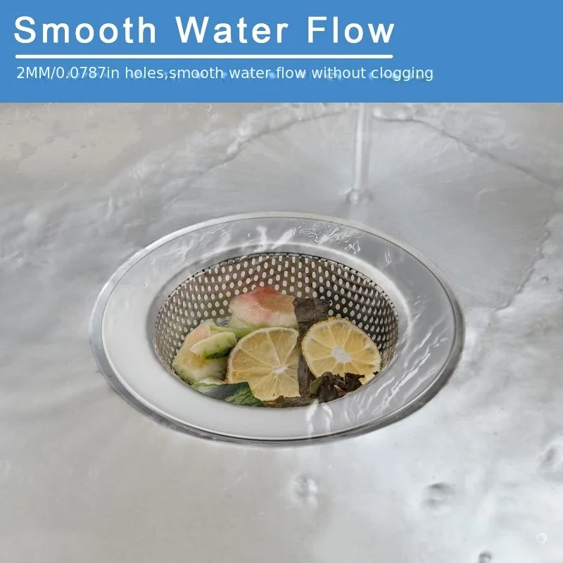 Two-Pack Double-Layer Anti-Clogging Sink Strainer 304 Stainless Steel Kitchen Drain Basket Suitable for Standard Kitchen Sinks, Suitable for Home and Commercial Kitchens to Prevent Clogging, Polished Surface, Long-Lasting Durability - Image 6