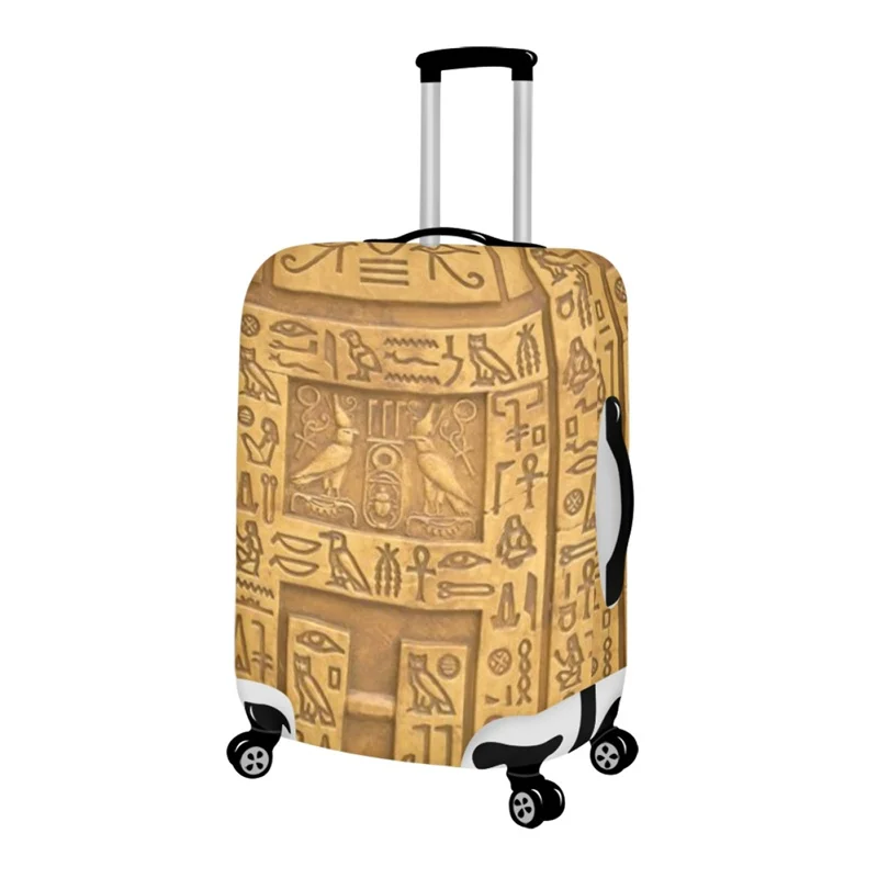 Egyptian Art Print Design Washable Luggage Cover Protector Durable Baggage Covers Suitable 18-32 Inch Suitcase Removeable